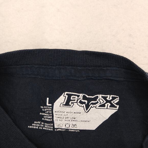 Fox Casual Crew Neck Graphic Long Sleeve T Shirt Mens Size Large L Navy Blue - Picture 3 of 9